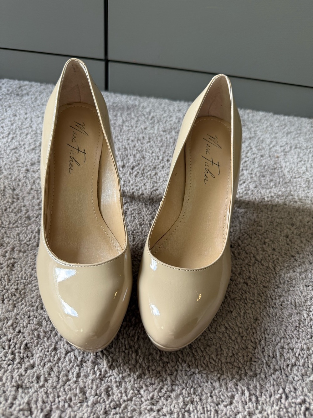 Marc Fisher Nude Patent Round-Toe Pumps